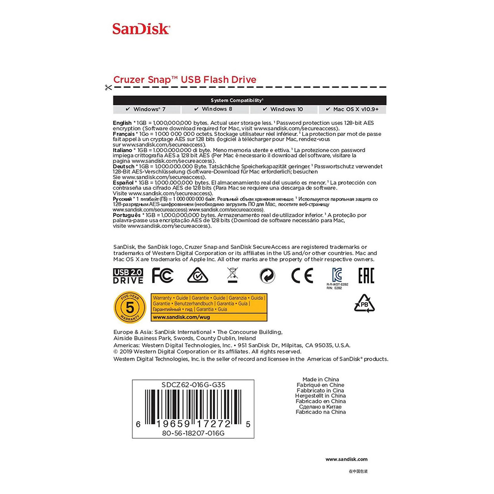 SanDisk Cruzer Snap 32GB USB 2.0 Flash Memory