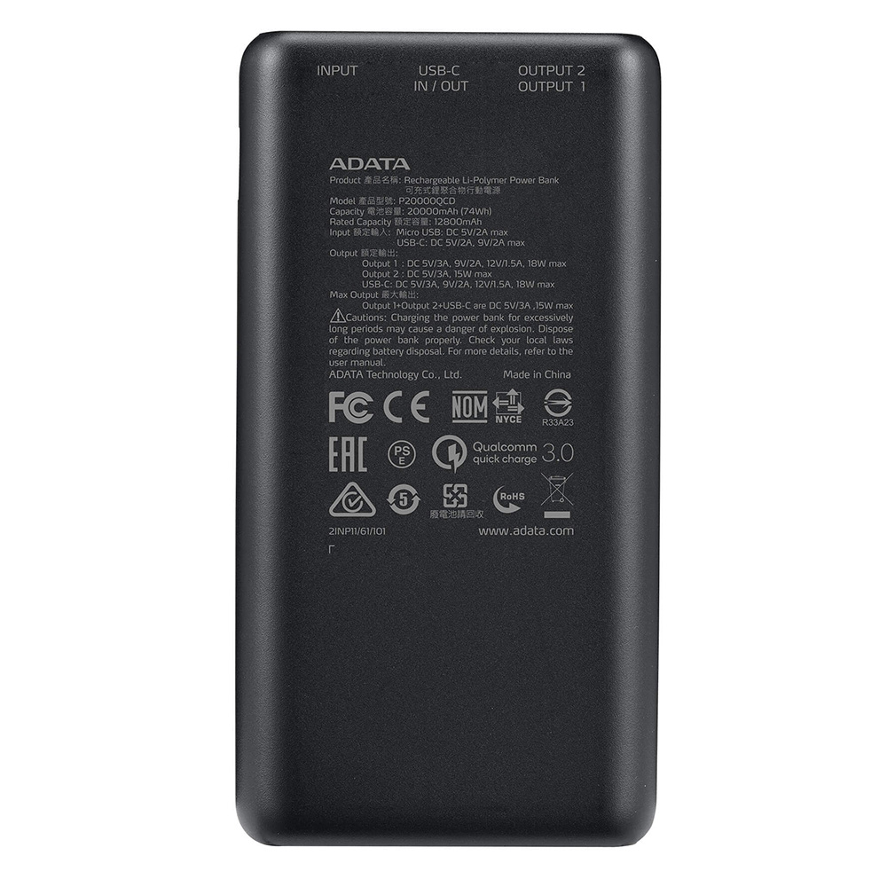 Adata P20000QCD PD QC 3.0 20000mAh Power Bank