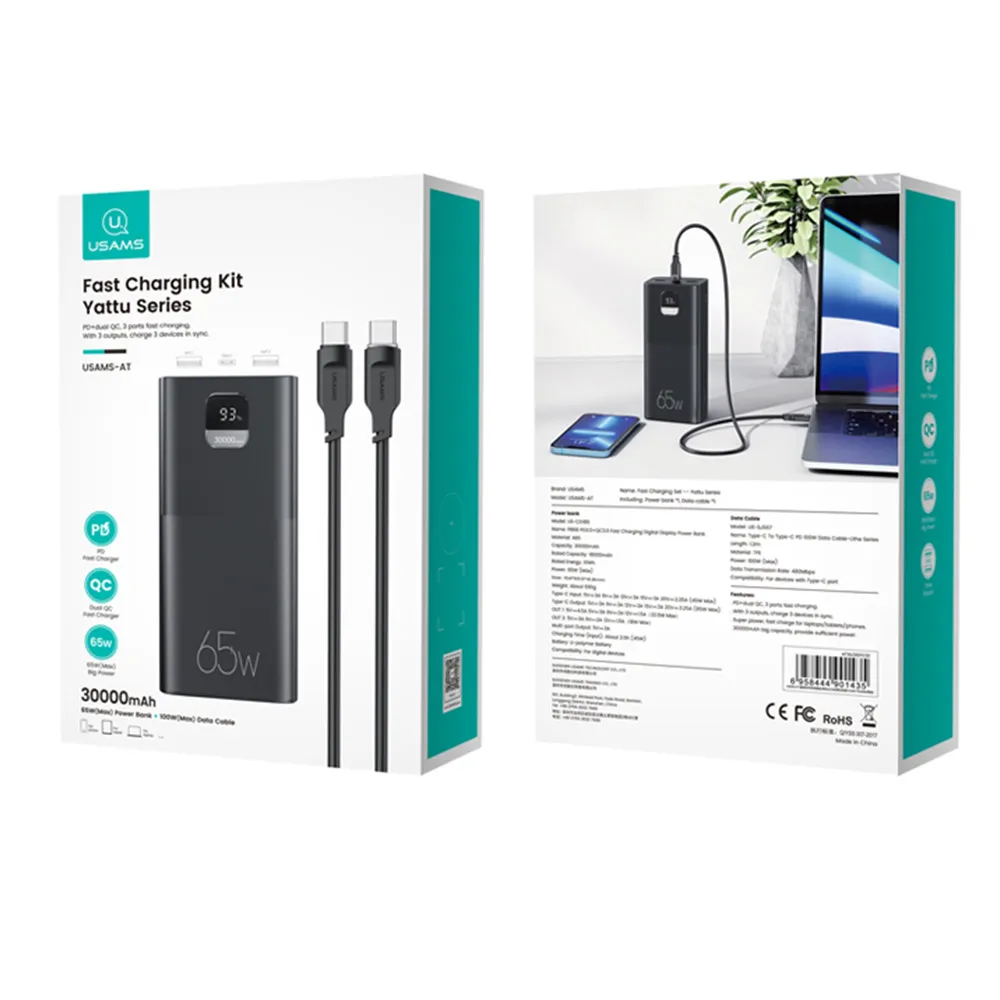 Usams US-CD185 PD QC 3.0 30000mAh Power Bank